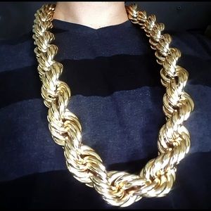 MEGA HUGE 30mm DOOKIE NECK CHAIN 14 KT GP GOLD GIFT BOX